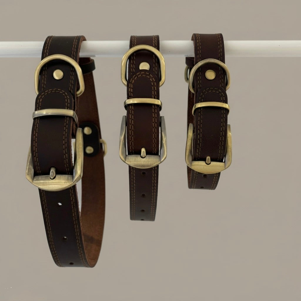 Leder Hundehalsband – Gefettetes Rindsleder Braun