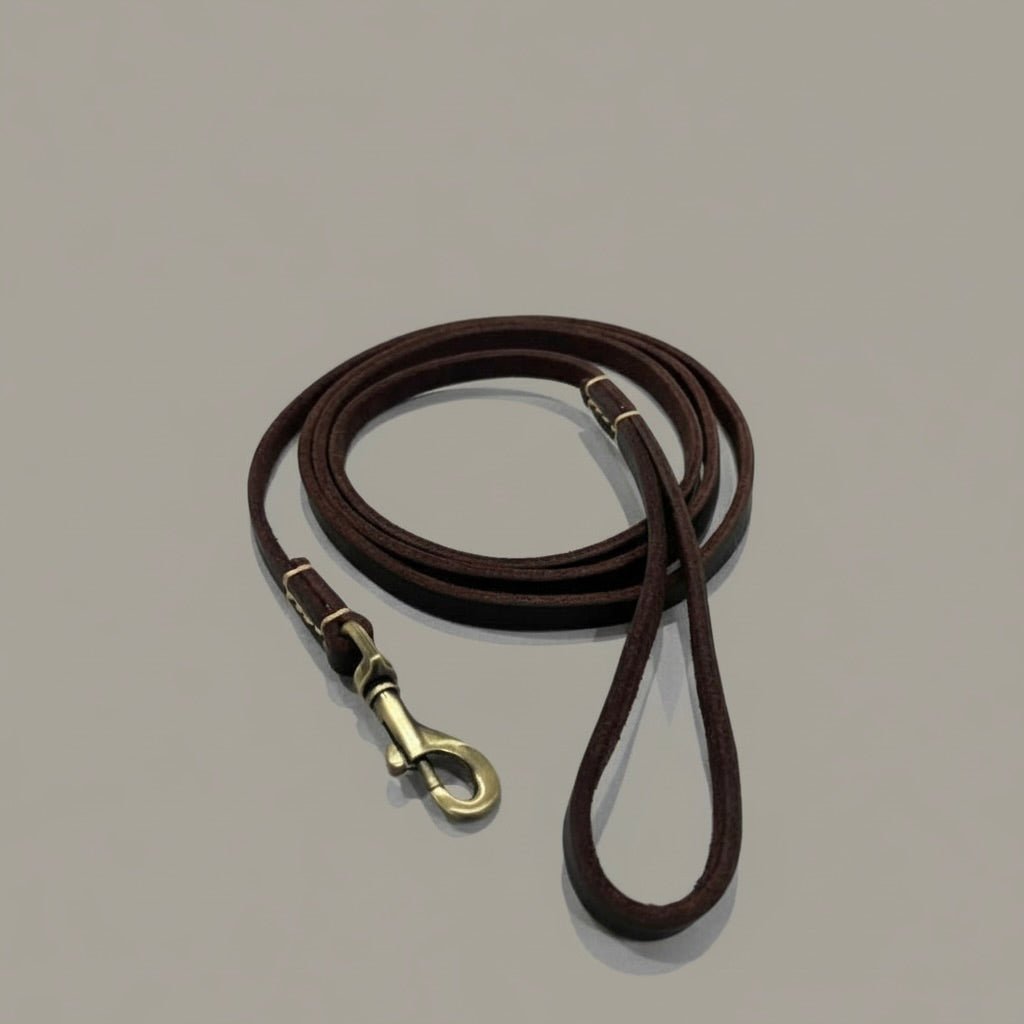 Halsband & Leinen Set – Gefettetes Leder Braun - Tierstil