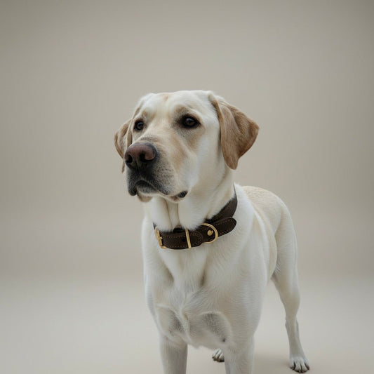 Halsband & Leinen Set – Gefettetes Leder Braun - Tierstil