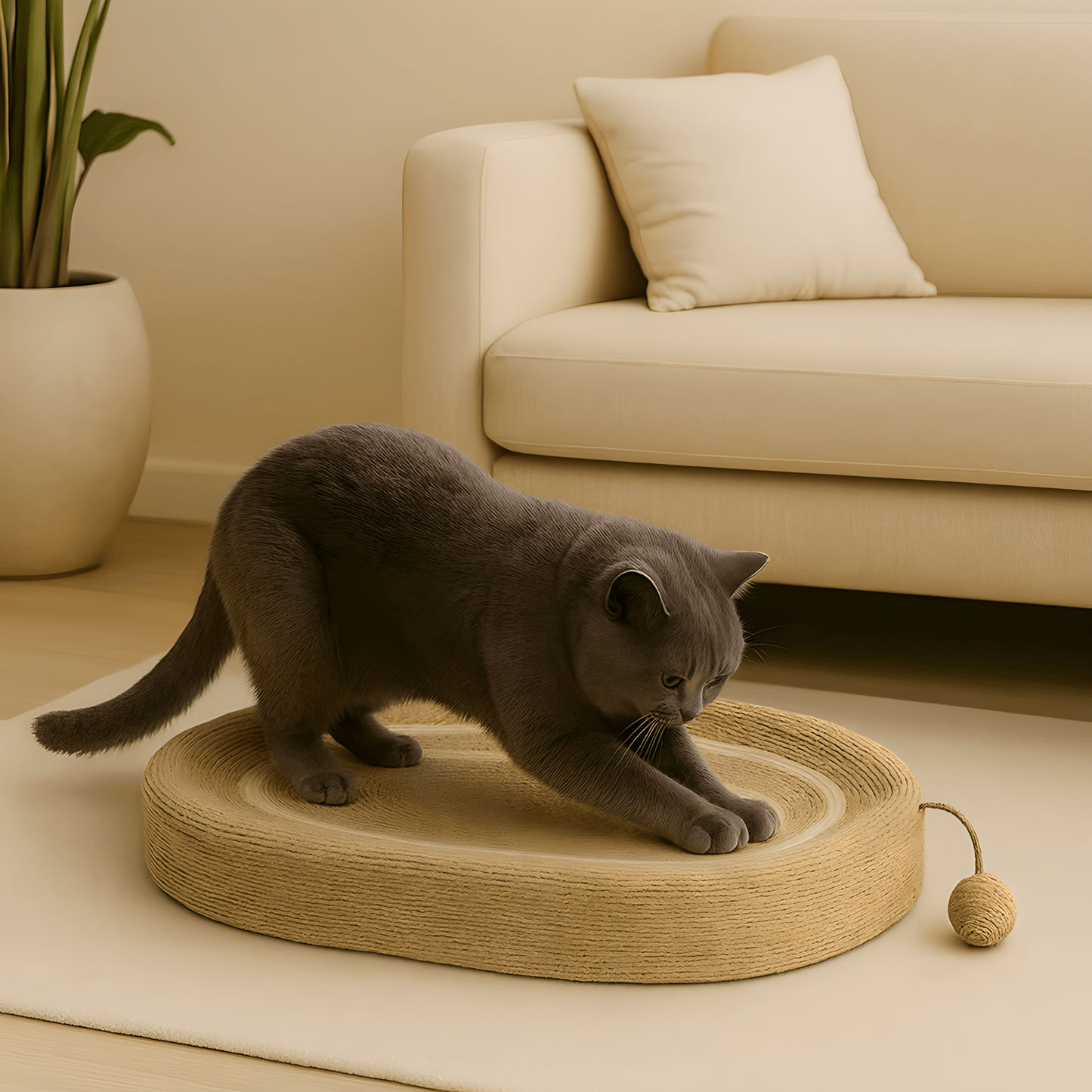 Kratzbrett für Katzen – in natürlichem Beige - Tierstil