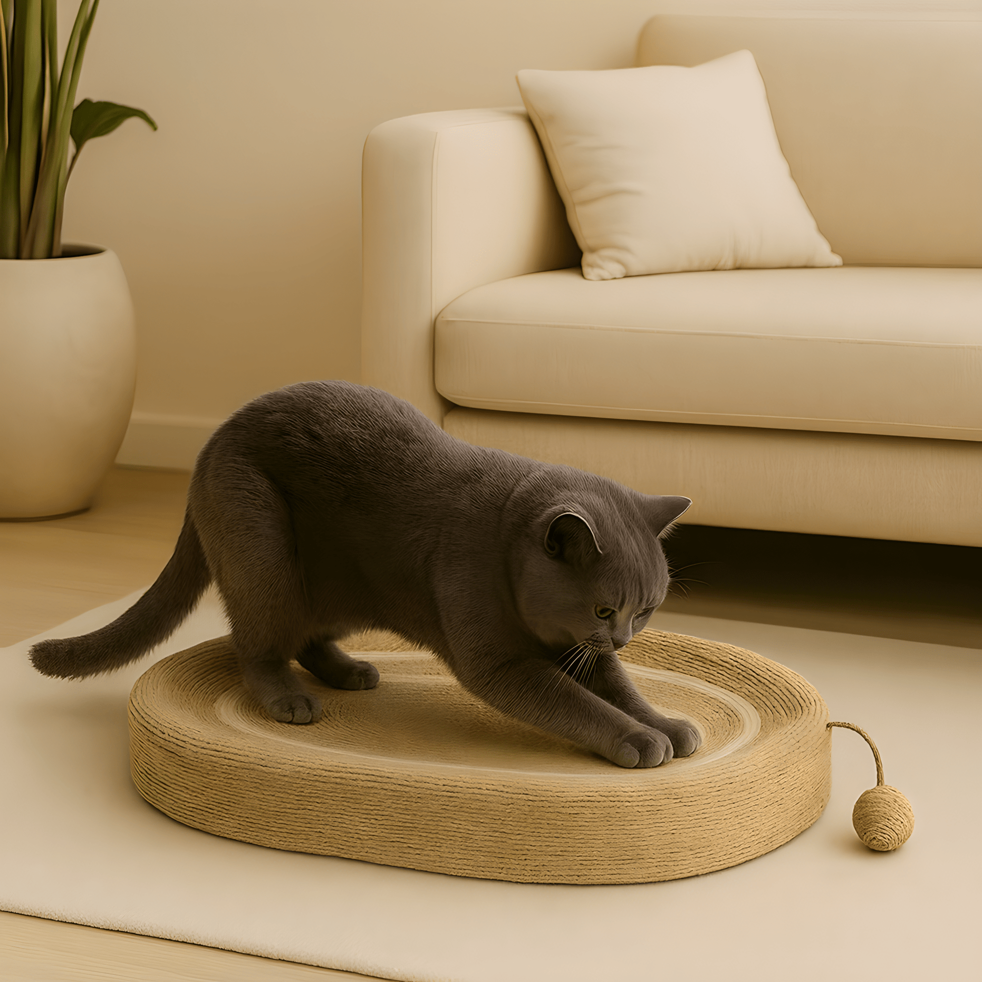 Kratzbrett für Katzen – in natürlichem Beige - Tierstil